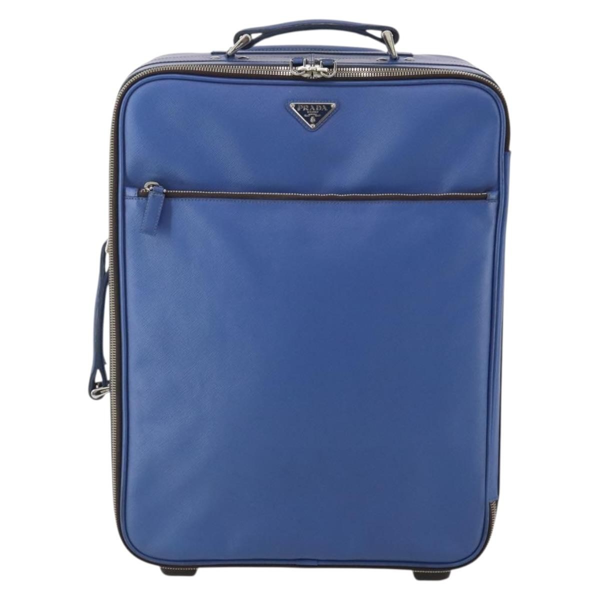 Prada Travel Saffiano Leather, Blue, Leather, Travel Bag