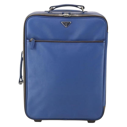 Prada Travel Saffiano Leather, Blue, Leather, Travel Bag