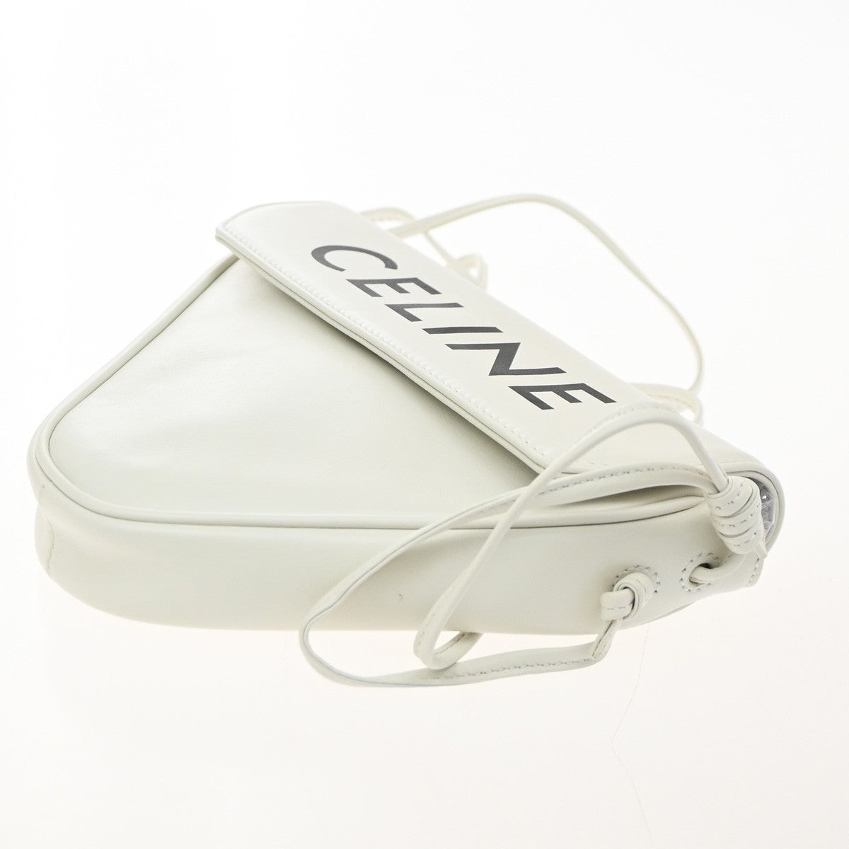 Celine Triangle Leather, White, Leather, Shoulder Bag