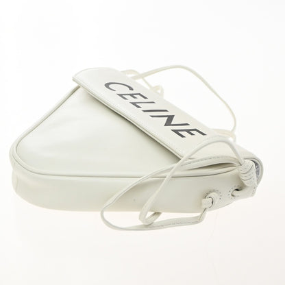 Celine Triangle Leather, White, Leather, Shoulder Bag