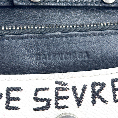 Balenciaga BB Graffiti Chain Leather, White, Leather, Crossbody Bag