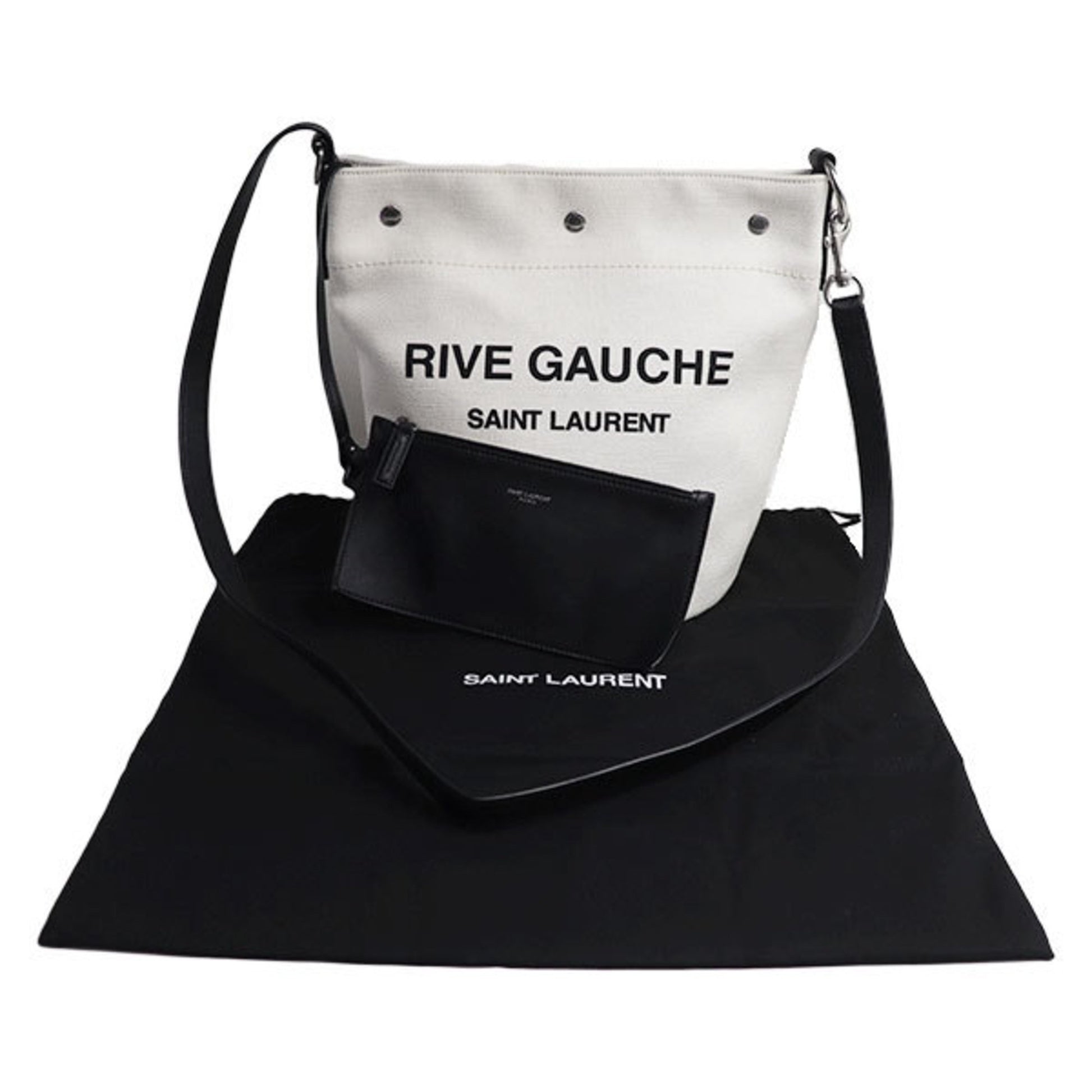 Saint Laurent Rive Gauche, White, Canvas, shoulder