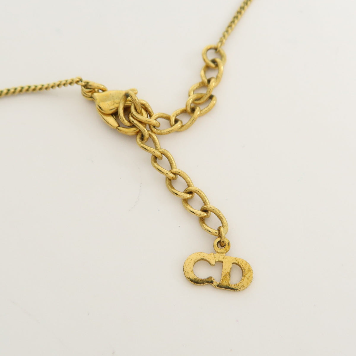 Christian Dior Vintage Logo Pendant Metal, Gold, Gold Plated, Necklace