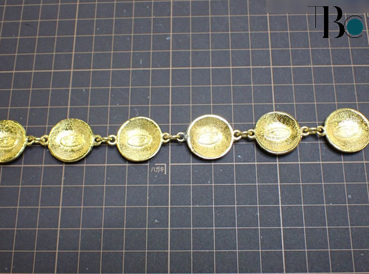 Chanel CC Chain Detail Cuff Bracelet Metal with Leather, GOLD, METAL, Bracelet