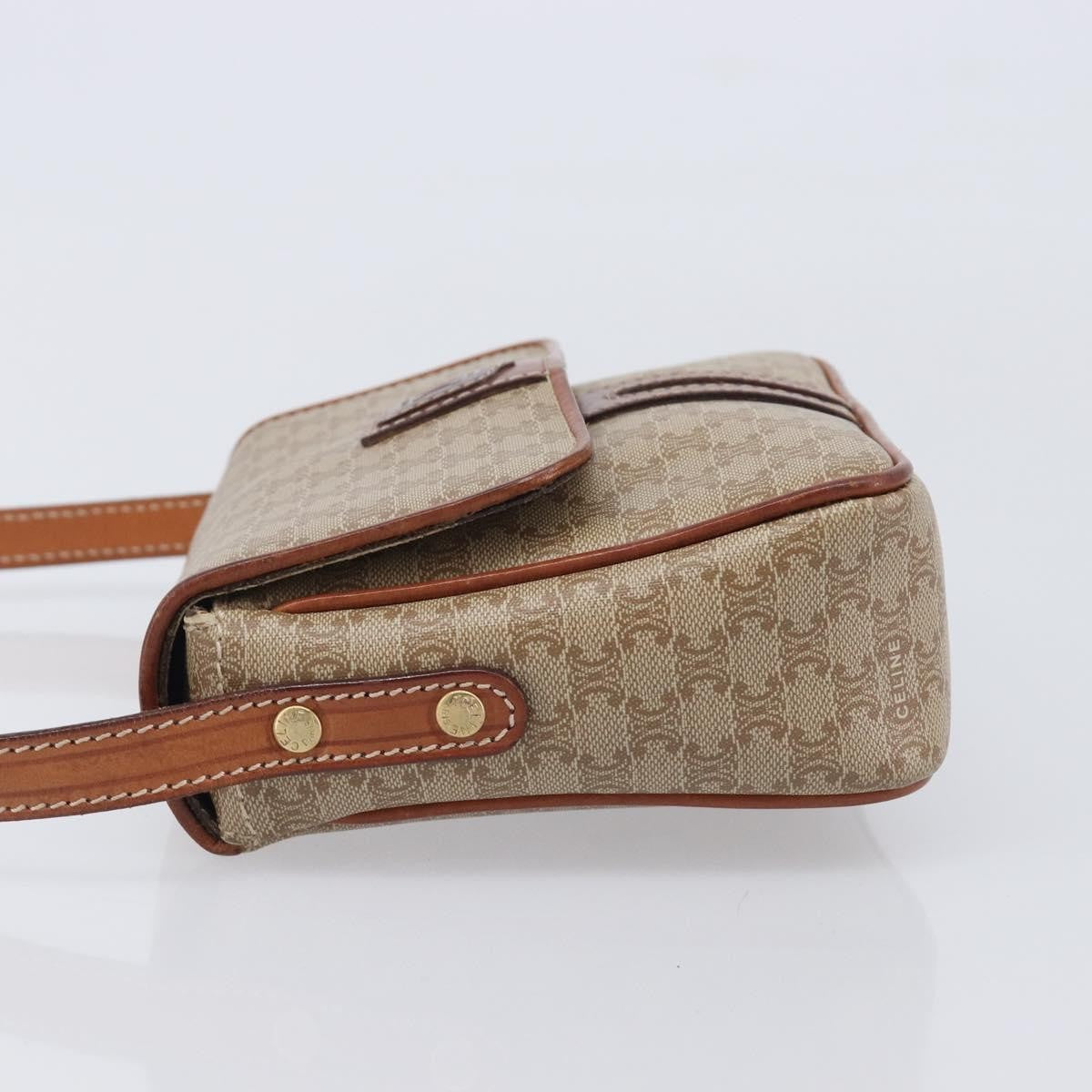 Celine Macadam Shoulder Canvas, Beige, Canvas, Crossbody Bag