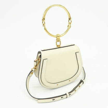 Chloe Nile Studded Suede and Leather, White, Leather, Crossbody Bag