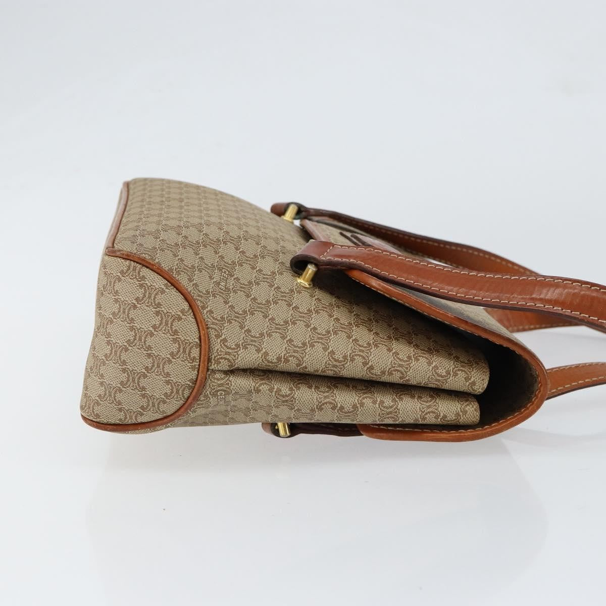 Celine Vintage Macadam Canvas and Leather, Beige, Canvas, Handbag