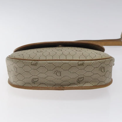 Christian Dior Vintage Honeycomb Flap Canvas and Leather, Beige, Canvas, Shoulder Bag