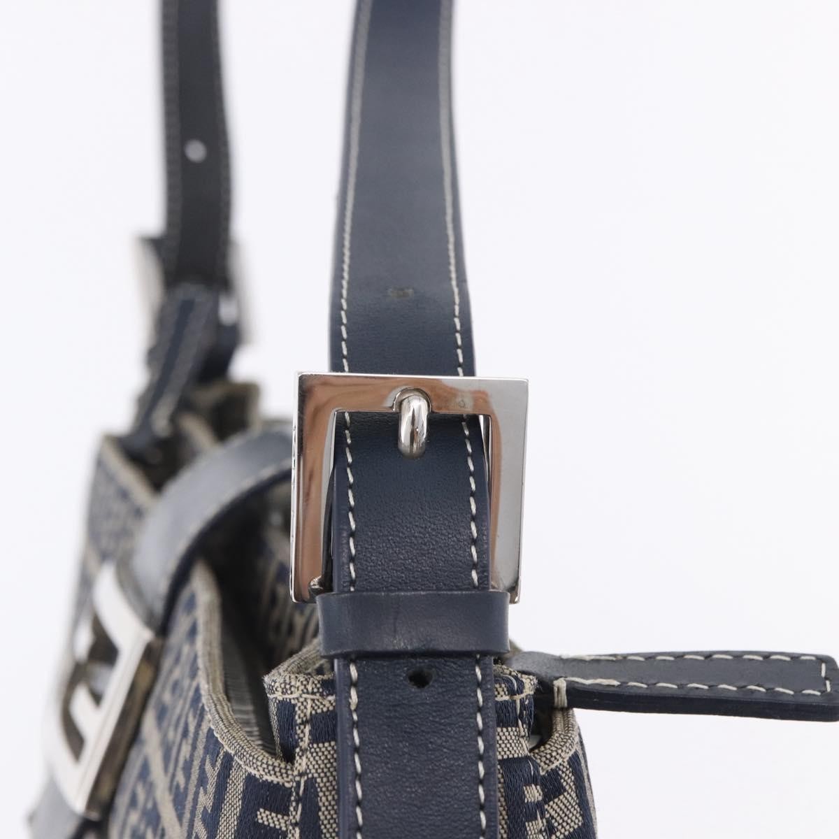 Fendi Baguette Zucca Canvas, Navy, Canvas, Handbag