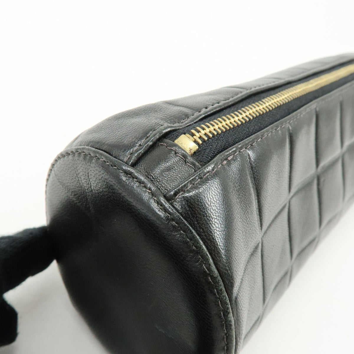 Chanel Chocolate Bar Cosmetic Quilted Lambskin, Black, Leather, Toiletry Case