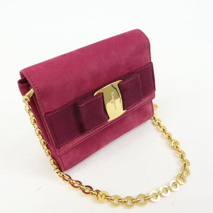 Salvatore Ferragamo Ginny Chain Waist Suede, Purple, Suede, Handbag