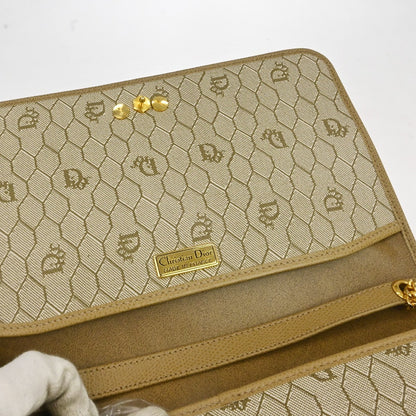 Christian Dior Vintage Chain Flap Leather, Beige, Leather, Shoulder Bag