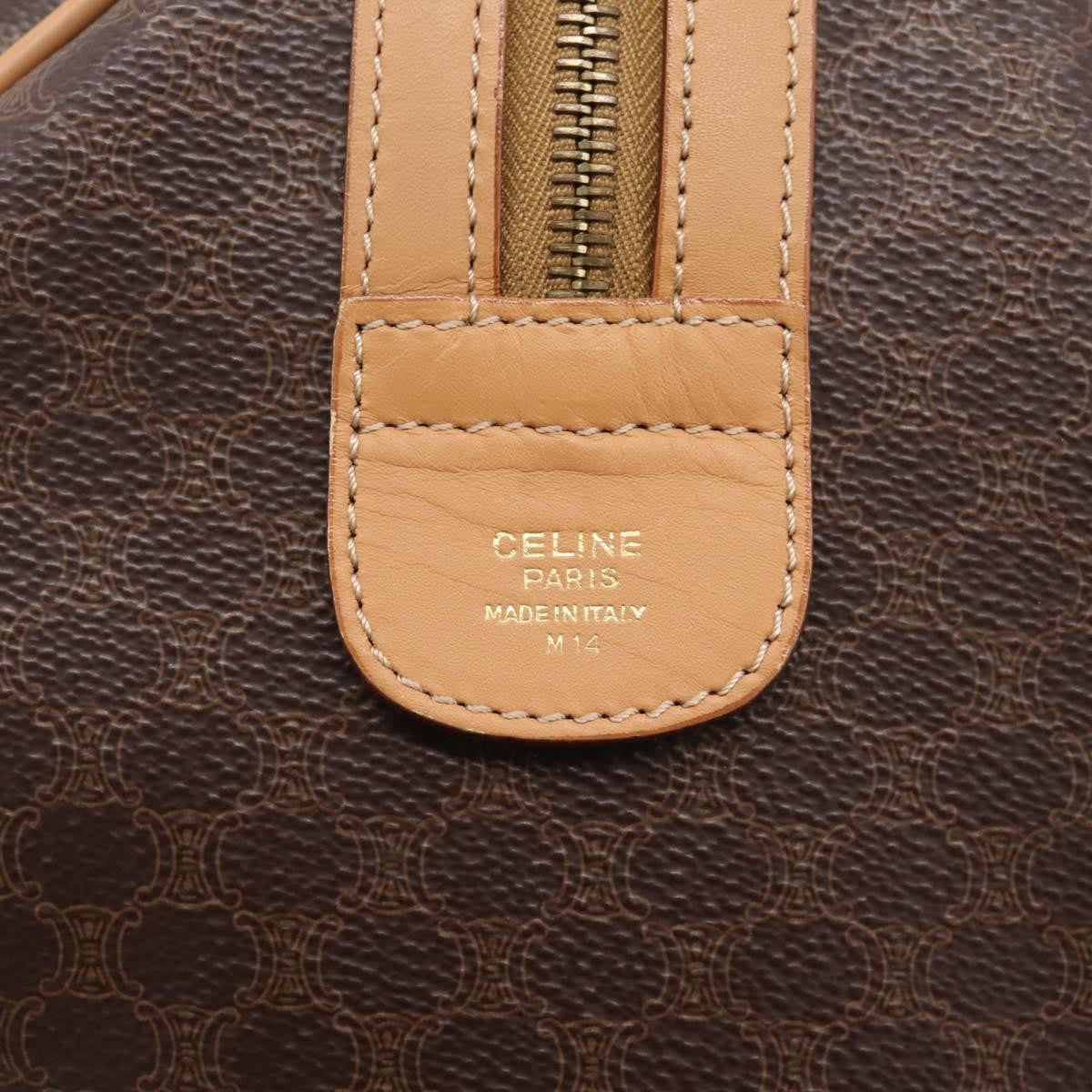 Celine Boston Triomphe XL Coated Canvas, Brown, PVC, Handbag