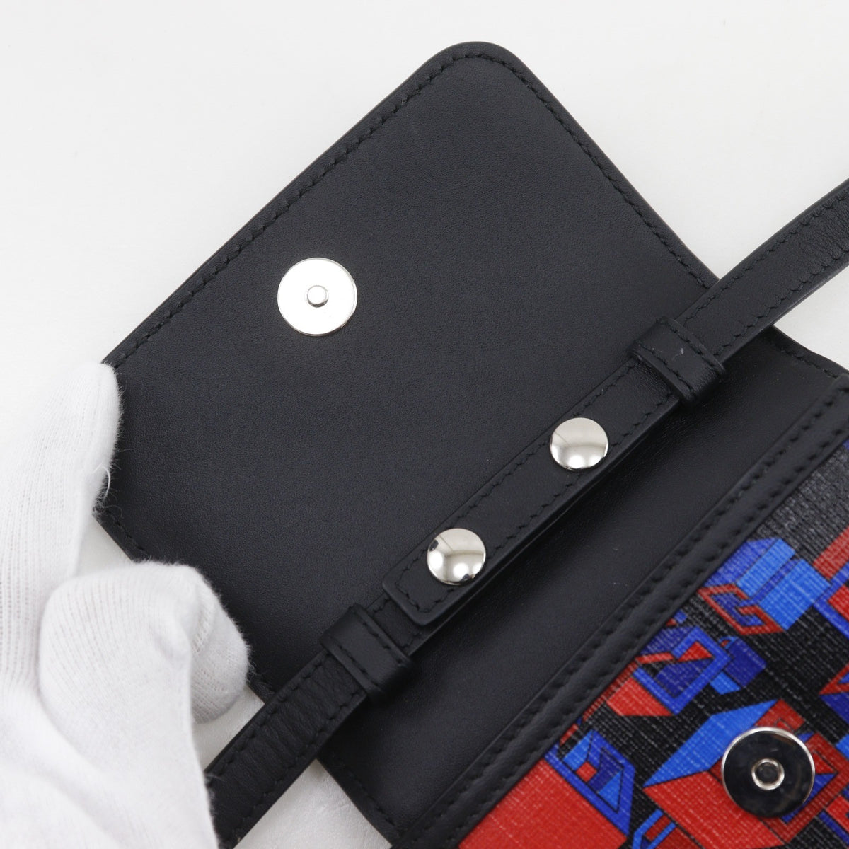 Gucci Flap Printed Coated Canvas, Black, PVC, Shoulder Bag