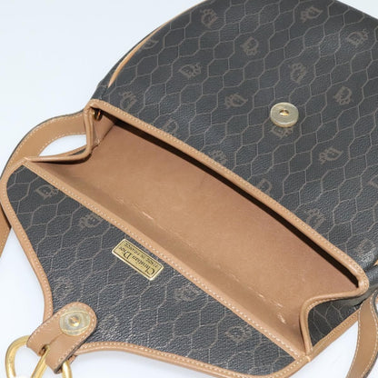 Christian Dior Vintage Honeycomb Flap Canvas and Leather, Black, Canvas, Shoulder Bag