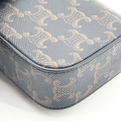 Celine Triomphe Triomphe Coated Canvas, Black, Canvas, Shoulder Bag