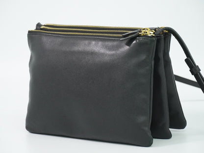 Celine Trio Leather, Black, Leather, Crossbody Bag