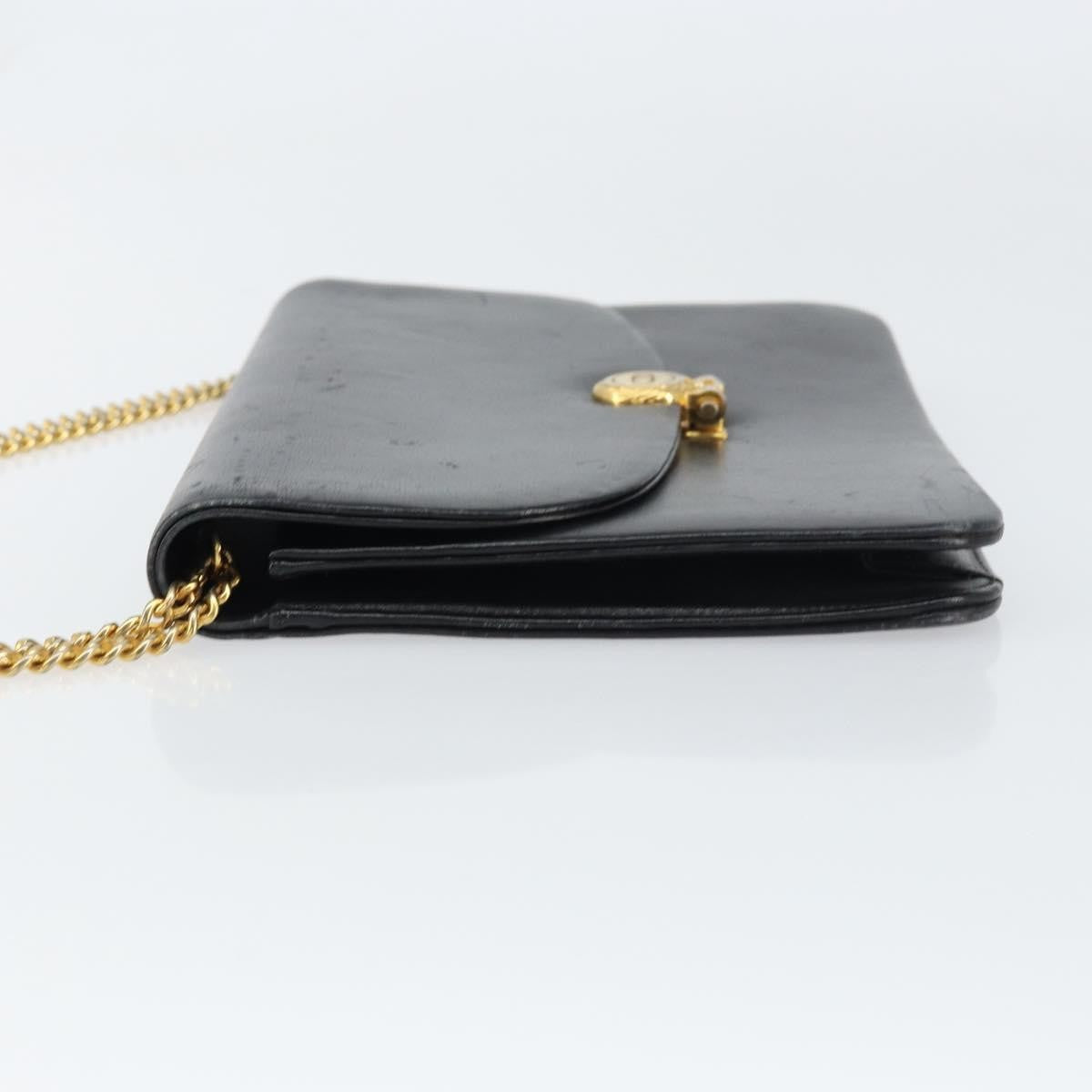 Christian Dior Vintage Chain Flap Leather, Black, Leather, Shoulder Bag
