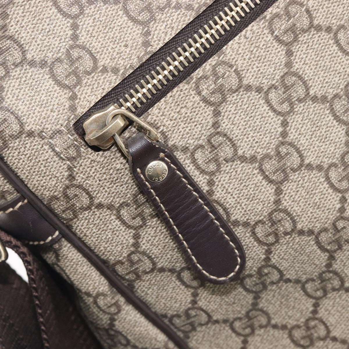 Gucci Front Zip Messenger GG Coated Canvas, Beige, Canvas, Crossbody Bag