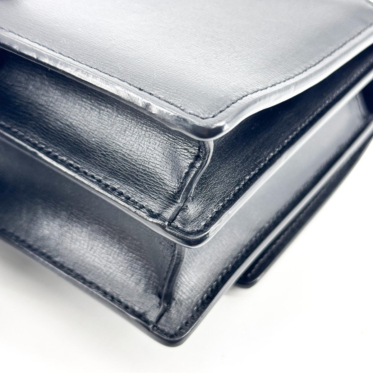 Saint Laurent Sunset Leather, Black, Calfskin, Crossbody Bag