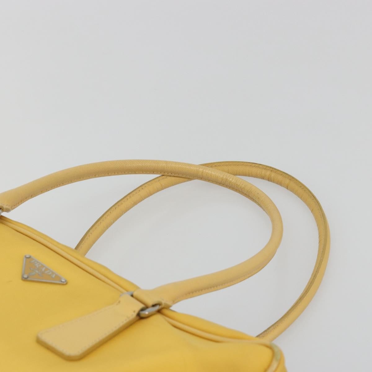 Prada Bauletto Tessuto with Saffiano Leather, Yellow, Canvas, Handbag