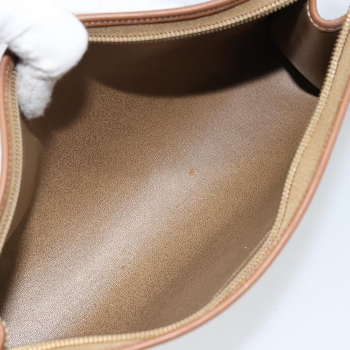 Christian Dior Vintage Honeycomb Zip Canvas and Leather, Beige, Canvas, Clutch