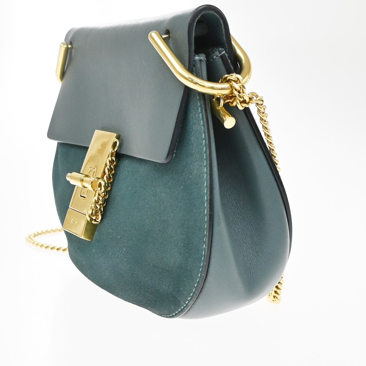 Chloe Drew Crossbody Bag Leather and Suede, Blue, Suede, Crossbody Bag