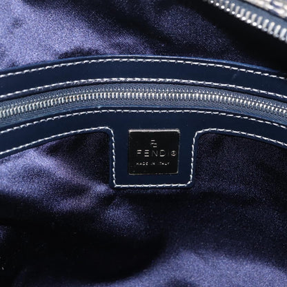 Fendi Shoulder Zucchino Canvas, Navy, Canvas, Shoulder Bag