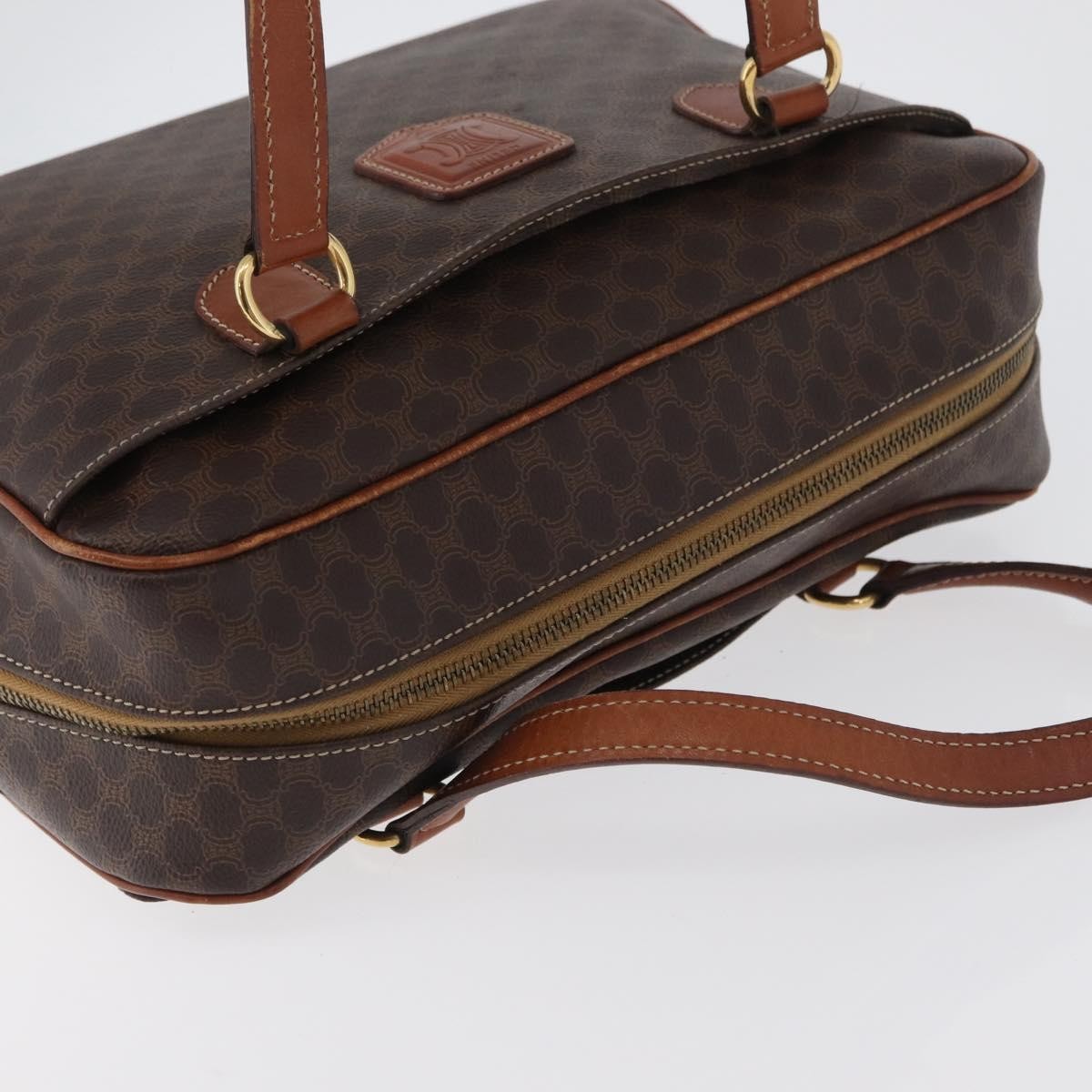 Celine Vintage Macadam Canvas and Leather, Brown, Canvas, Handbag
