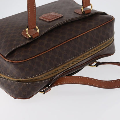 Celine Vintage Macadam Canvas and Leather, Brown, Canvas, Handbag