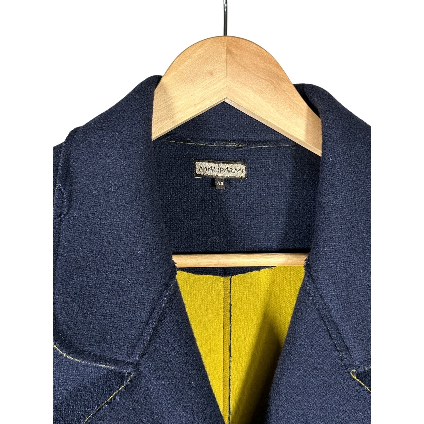 SONIA SPECIALE Wool Blend Trench Coat Double Breasted Blue Yellow Women's 44