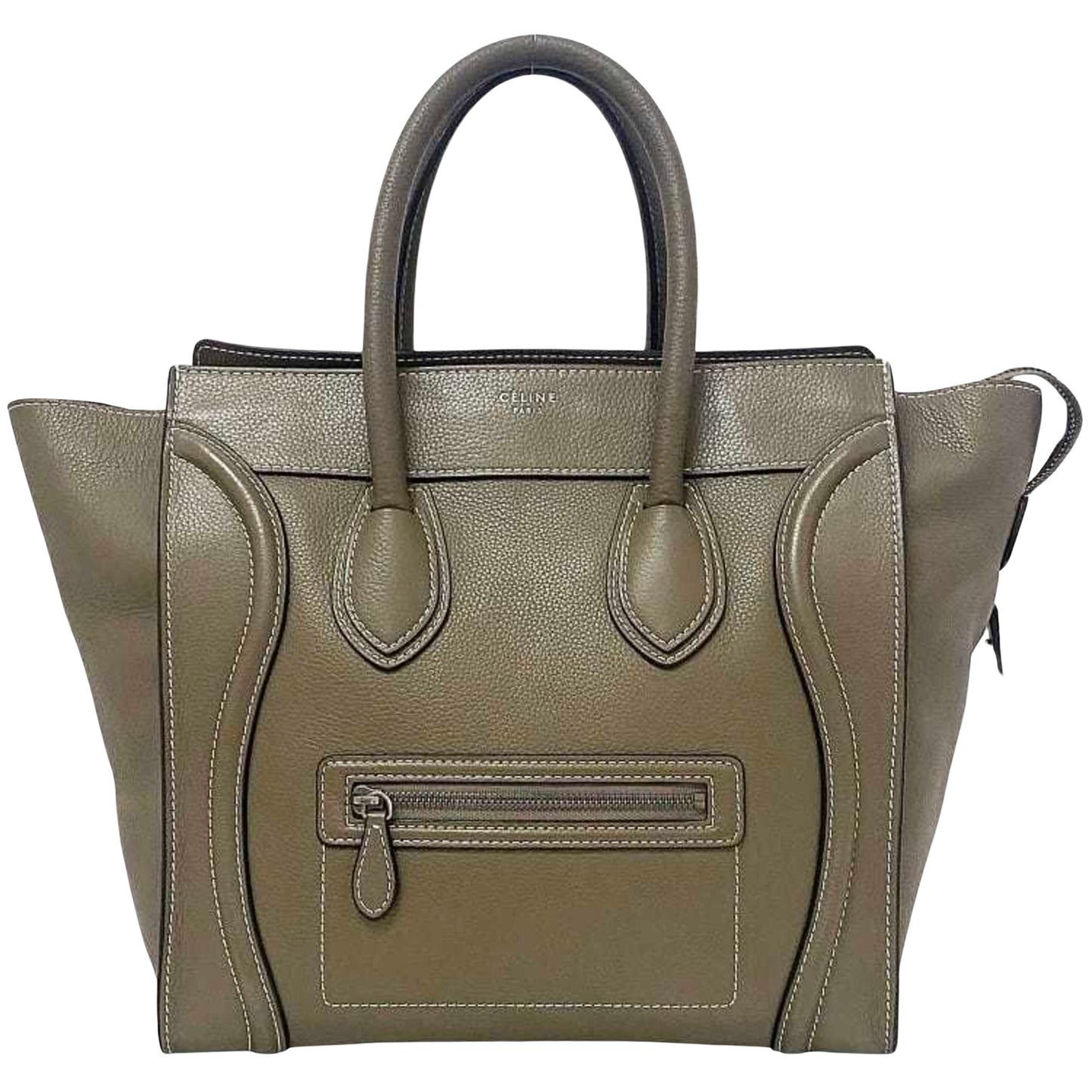 Céline Luggage, Grey, Leather, tote