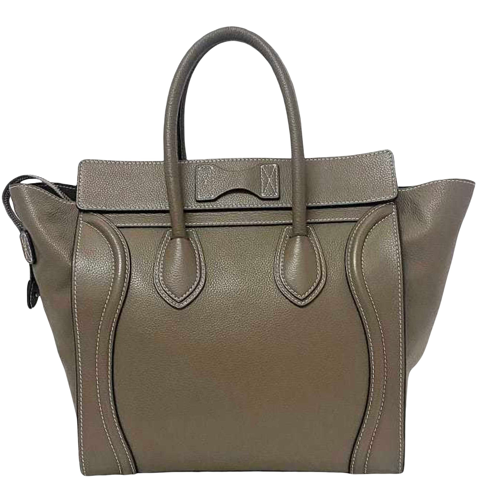 Céline Luggage, Grey, Leather, tote