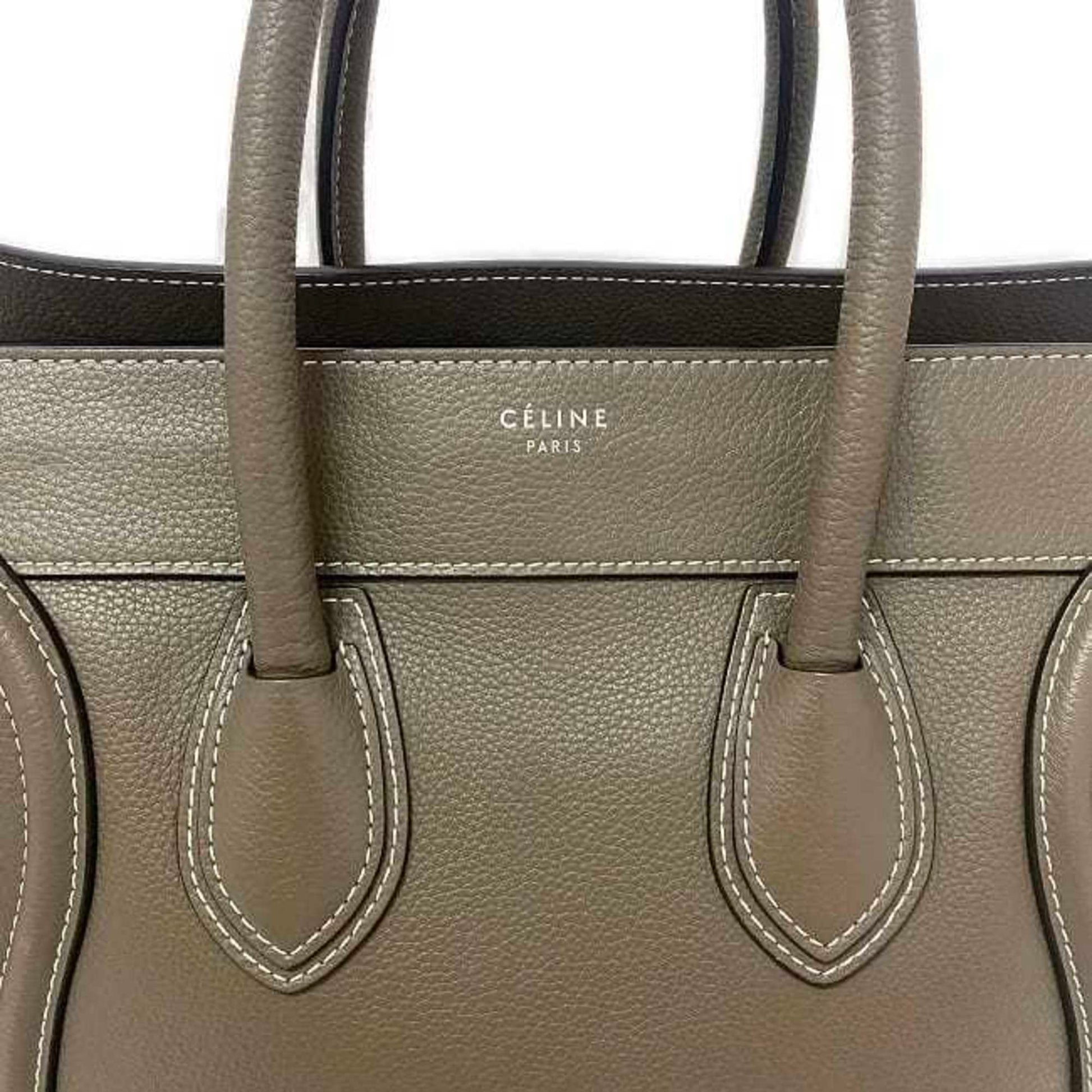 Céline Luggage, Grey, Leather, tote