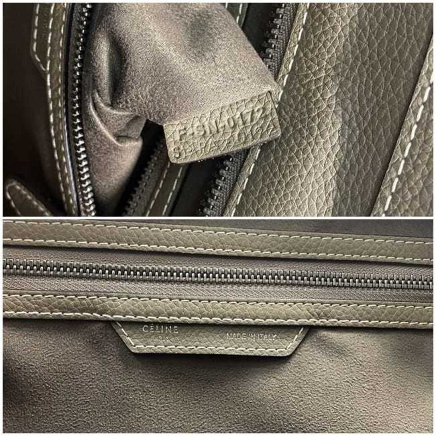 Céline Luggage, Grey, Leather, tote