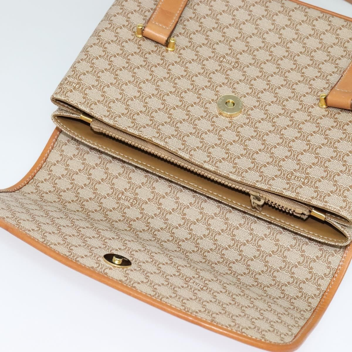 Celine Vintage Macadam Canvas and Leather, Beige, Canvas, Handbag