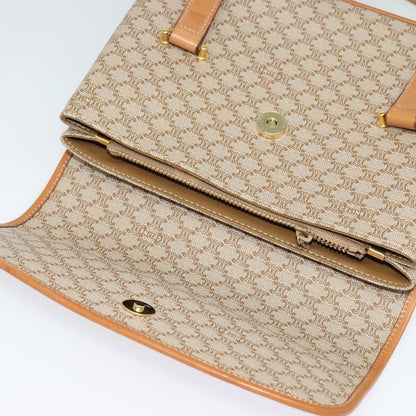 Celine Vintage Macadam Canvas and Leather, Beige, Canvas, Handbag