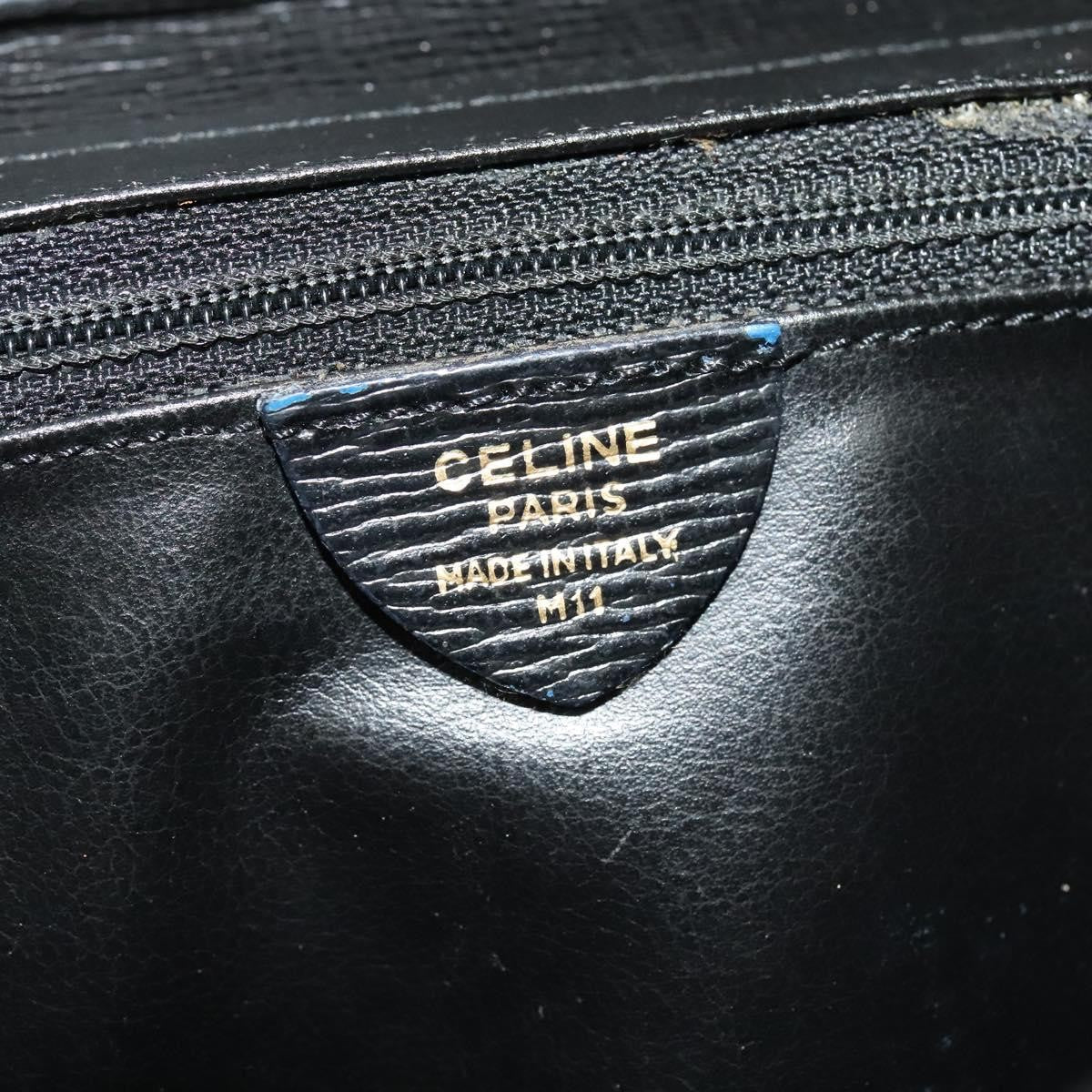 Celine Vintage Circle Logo Leather, Black, Leather, Handbag
