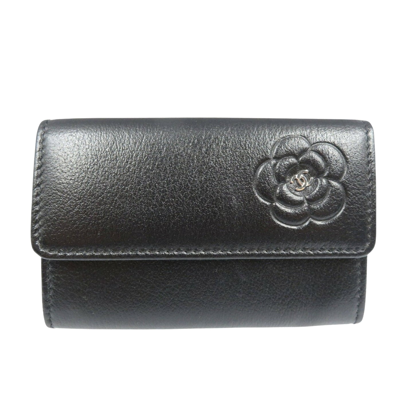 Chanel Camellia, Black, Leather, wallet