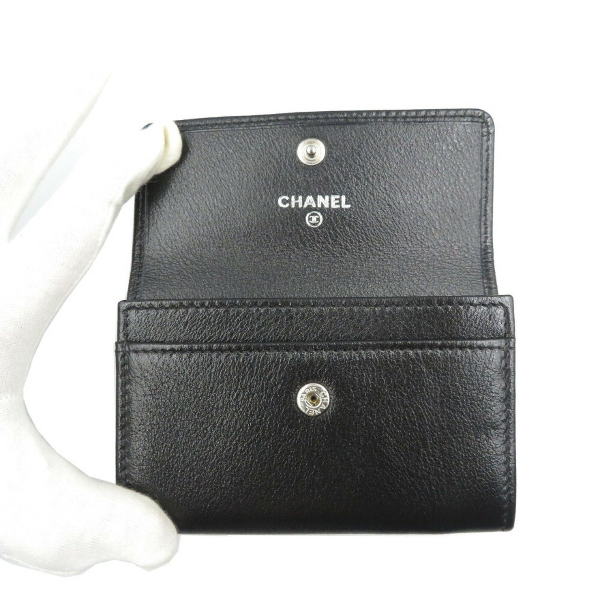 Chanel Camellia, Black, Leather, wallet