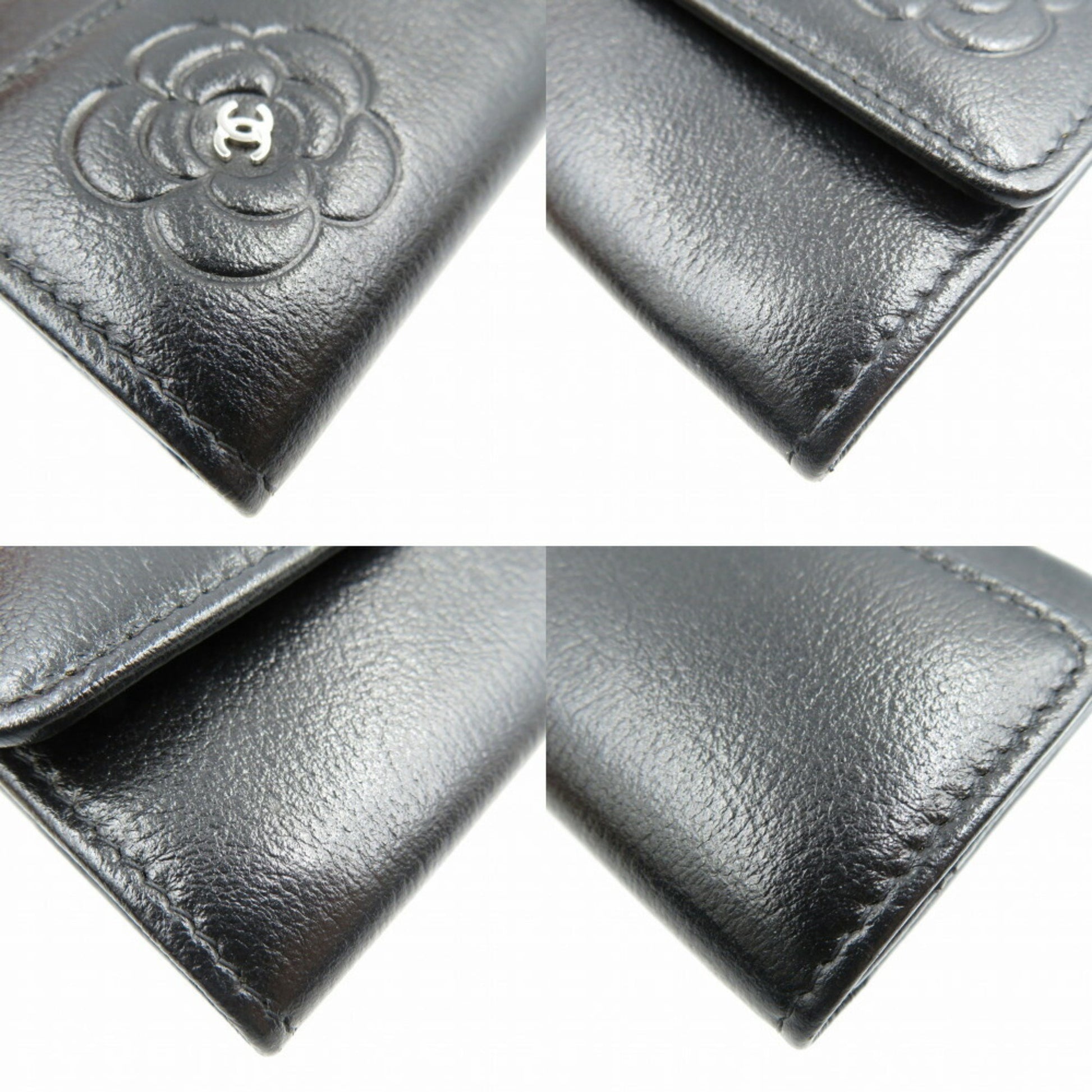 Chanel Camellia, Black, Leather, wallet