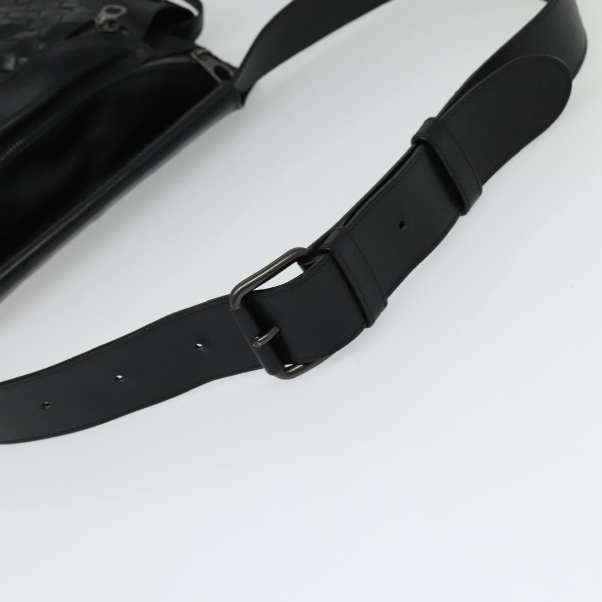 Bottega Veneta Utility Waist Leather with Intrecciato, Black, Leather, Shoulder Bag
