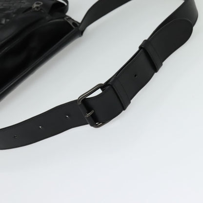Bottega Veneta Utility Waist Leather with Intrecciato, Black, Leather, Shoulder Bag