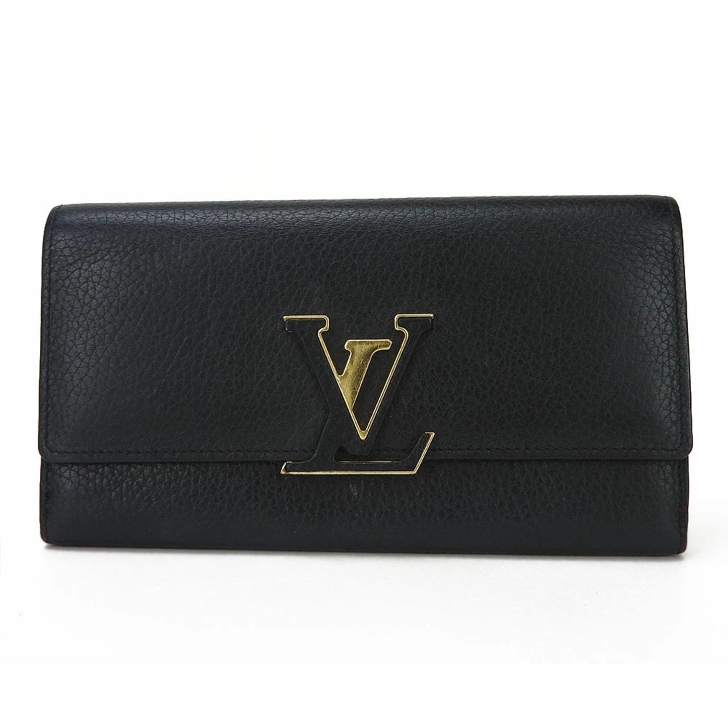 Louis Vuitton Capucines, Black, Leather, wallet