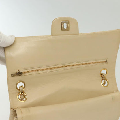 Chanel Vintage Square Classic Double Flap Bag Quilted Leather, BEIGE, LEATHER, Shoulder bag
