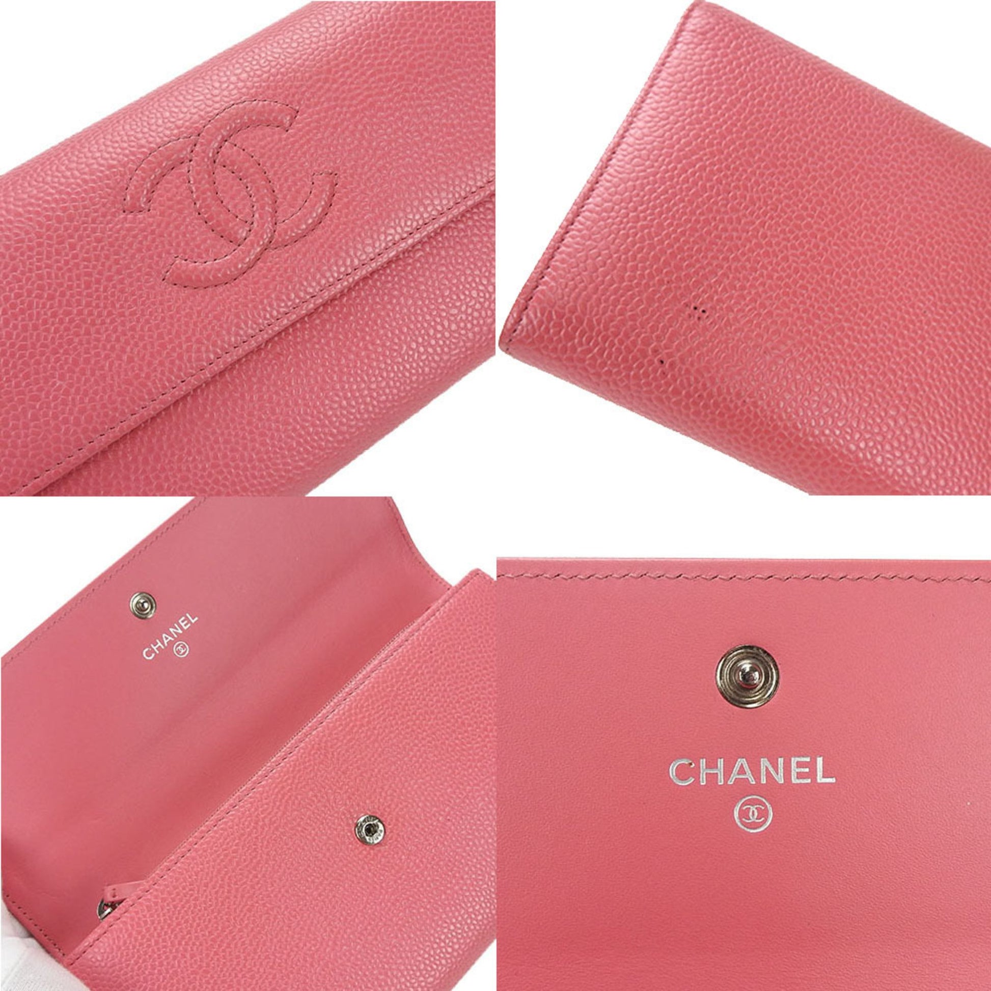 Chanel Coco Mark, Pink, Leather, wallet