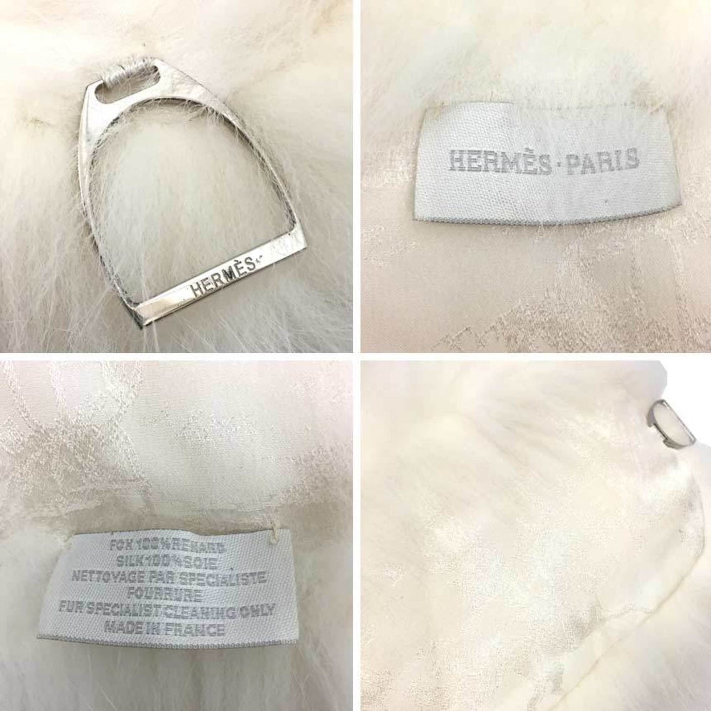 Hermès, Ecru, Faux Fur, scarf