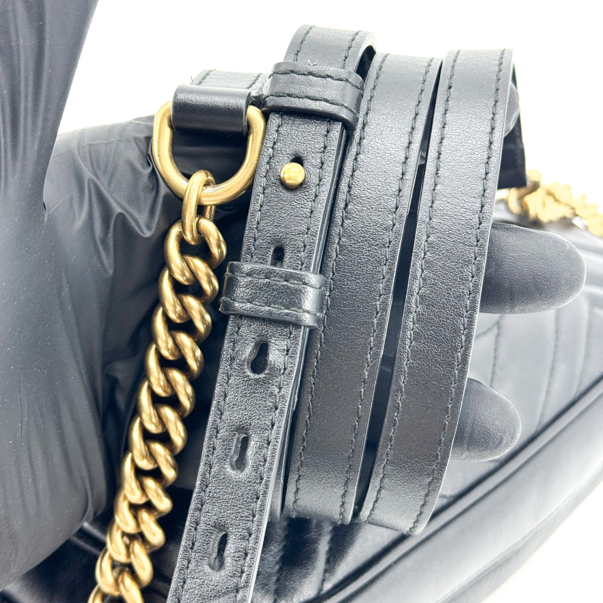 Gucci GG Marmont Matelasse Leather, Black, Leather, Shoulder Bag