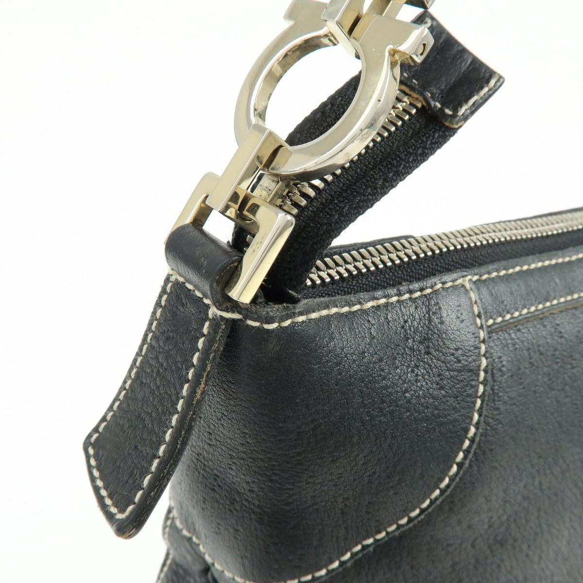 Salvatore Ferragamo Gancini Leather, Black, Leather, Crossbody Bag