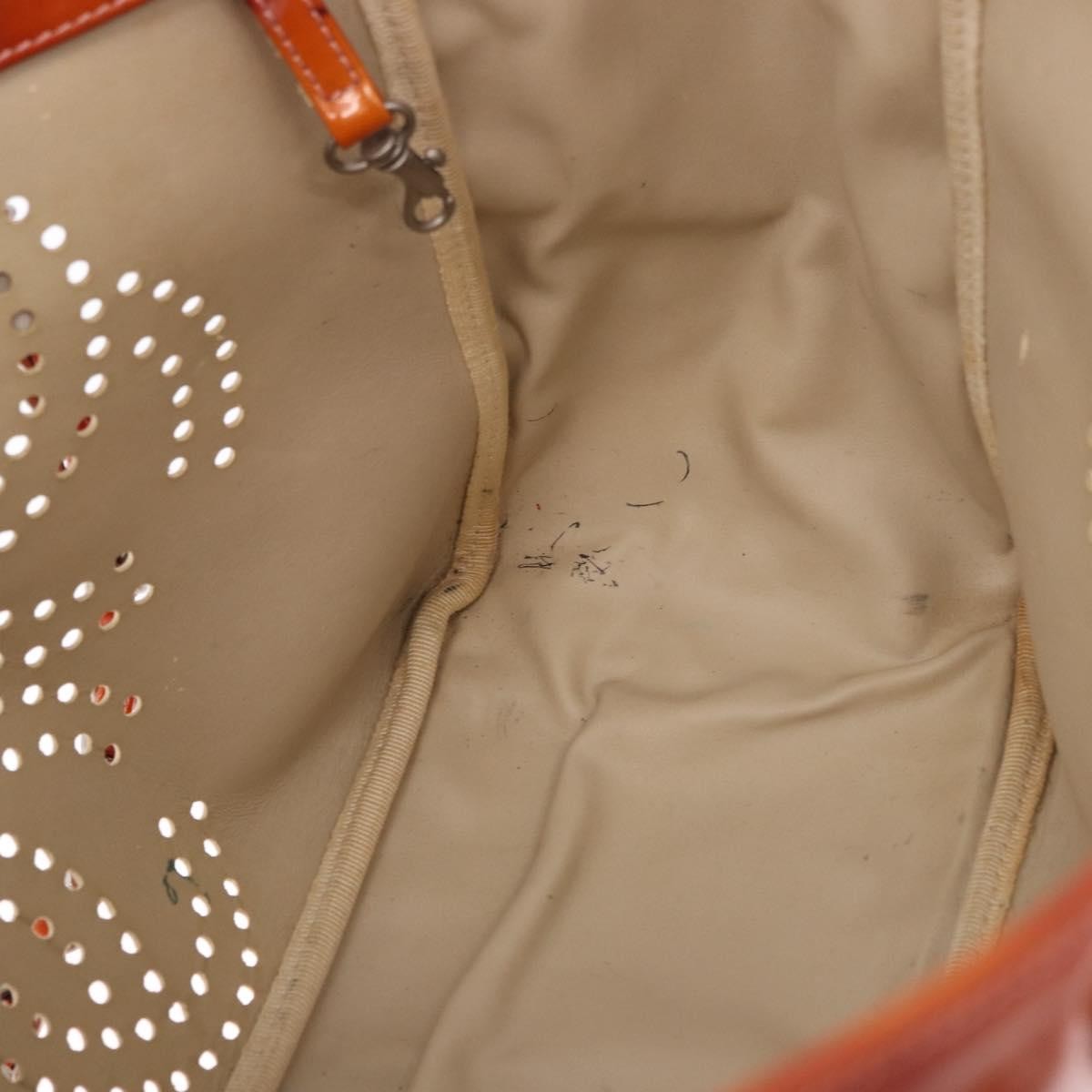 Chanel Triple CC Perforated Patent, Orange, Patent Leather, Tote Bag